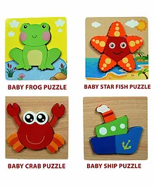 Kidskaart Wooden Animal Board Puzzle Set of 4 - Multicolour