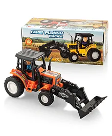 Shinsei Pull Back Farm Plough Tractor - Orange