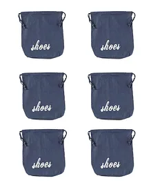 My Gift Booth Denim Travel Shoe Bag Pack of 6 - Blue