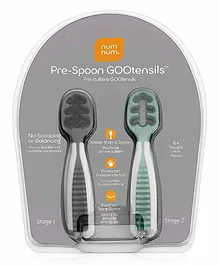NumNum Pre-Spoon Gootensils Pack of 2 - Grey Green