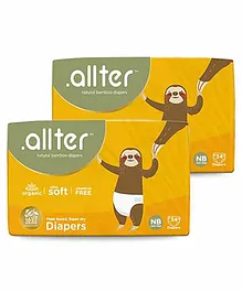Allter Organic Bamboo Diapers Pack of 2 New Born Size - 34 Pieces each