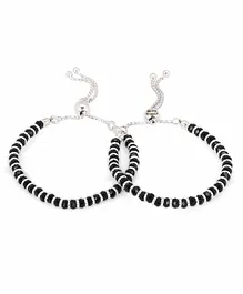 Osasbazaar Sterling Silver Bracelet Nazariya with Black Beads - Silver Black