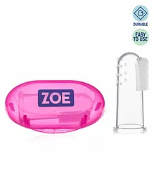 Zoe Silicone Finger Brush With Case Pack of 2 - Pink