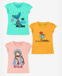 Naughty Ninos Short Sleeves Girl Printed Set Of 3 T-Shirt - Multi