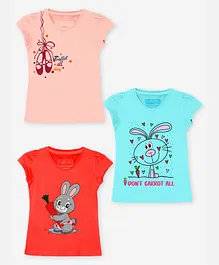 Naughty Ninos Short Sleeves Rabbit Printed Set Of 3 T-Shirt - Multi
