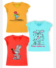 Naughty Ninos Short Sleeves Rabbit Printed Set Of 3 T-Shirt  - Multi