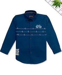 Charchit Full Sleeves Ride Print Shirt - Blue
