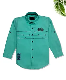 Charchit Full Sleeves Ride Print Shirt - Green