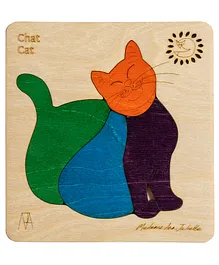 Ekoplay Chat Cat Wooden Board Puzzle Multicolor - 4 Pieces
