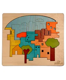 Ekoplay City Construction Wooden Puzzle Multicolor - 23 Pieces