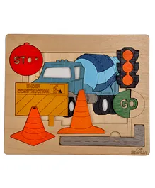 Ekoplay Road Construction Wooden Puzzle Multicolor - 20 Pieces