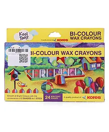 Kores Bi Colour Wax Crayons - 24 Shades