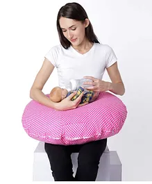Momsyard 5 in 1 Magic Breast Feeding Pillow with Detachable Cover Pink Polka Pink Polka