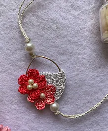This And That By Vedika Handmade Crochet Silk Thread Flowers Hoop Rakhi - Pink