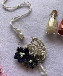 This And That By Vedika Handmade Crochet Silk Thread Flowers Hoop Rakhi - Navy Blue