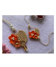 This And That By Vedika Handmade Floral Work Combo Of  2 Rakhi & Lumba - Orange