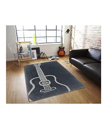 Plush Kids Guitar Print Rug Multicolour - Length 90 cm