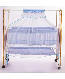 Kiddery  Wooden Cradle with Mosquito Protection Net - Purple