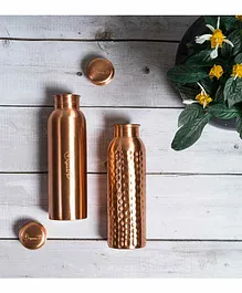 Organic B Hammered Copper Water Bottle Set of 2 - 900 ml Each