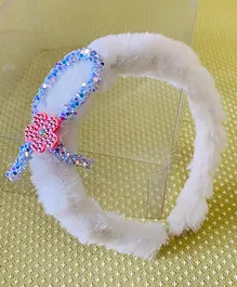 Flying Lollipop  Fur Flower Embellished Hair Band - White