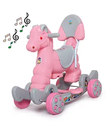 Funride Musical Rocking Horse Ride On - Pink Grey