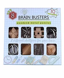 Sanjary Wooden and Metal Interlock Puzzles Brain Teasers Multicolour - 8 Pieces