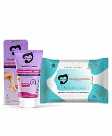 Oraah Smooth n Sensitive Hair Removal Cream & Intimate Hygiene Wipes Pack of 2 - 10 gm & 10 Wipes