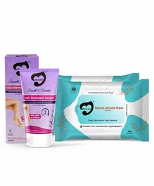 Oraah Smooth n Sensitive Hair Removal Cream & Intimate Hygiene Wipes Pack of 3 - 10 gm & 10 Wipes Each