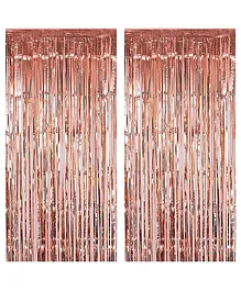 Khurana Decorative Metallic Foil Fringe Curtain Rose Gold - Pack of 2 