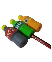 Muren Cold Drink Bottle Shape Single Pencil Sharpeners  Set Of 3 - Multicolor