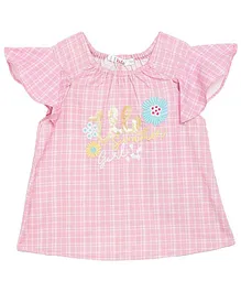 Elle Kids Cap Sleeves Checkered Top - Pink