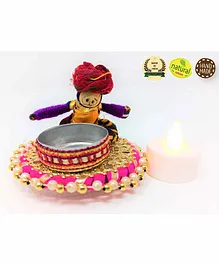 A&A Kreative Box Floating Puppet Shaped Rajasthani Boy Candle Stand - Multicolor