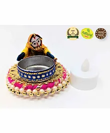 A&A Kreative Box Floating Puppet Shaped Rajasthani Girl Candle Stand - Multicolor