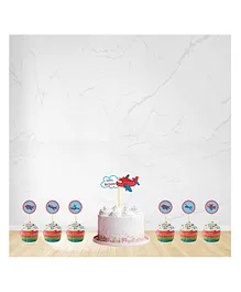 Untumble Aeroplane Cake & Cup Cake Topper - Pack of 25