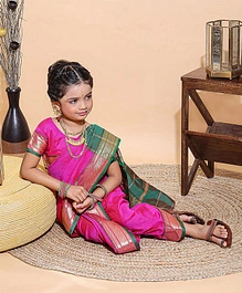 Bhartiya Half Sleeves Blouse And Nauvari Saree - Pink