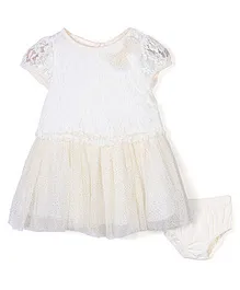 Nannette Pretty Lace Dress With Bloomer - Cream