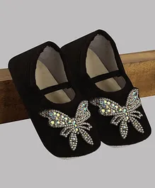 Daizy Butterfly Design Booties - Black