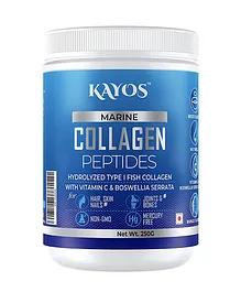 Kayos Mercury Free Hydrolyzed Type 1 Fish Collagen Marine Peptides with Vitamin C & Boswellia Serratia - 250 gm