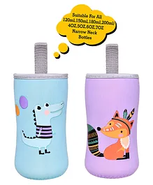 The Little Lookers Plush Bottle Cover Pack of 2 Blue Pink - Fits 120 ml, 150 ml, & 240 ml Bottle