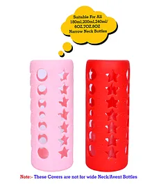 The Little Lookers Silicone Bottle Covers Pink Red - Fits Upto 240 ml Feeding Bottle