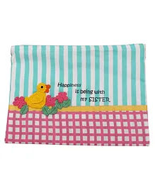 Happy Threads Cotton Pouch with Duck Crochet Motifs - Multicolor