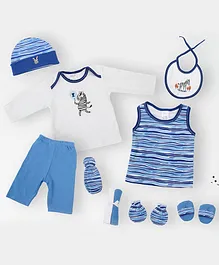 LilSoft Pack Of 9 Sleeveless Striped Gift Set - Blue