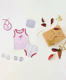 LilSoft Pack Of Flamingo Print Gift Set - Pink