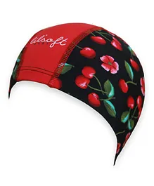 LilSoft One Piece Flower Print Swimming Cap - Red