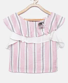 Tiny Girl Short Sleeves Striped Top - Pink