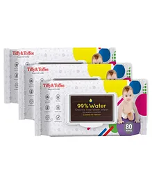Tiffy & Toffee Baby Water Wipes Pack of 3 - 80 Wipes
