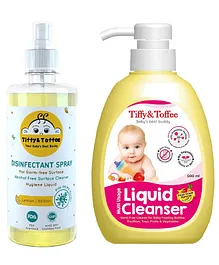 Tiffy & Toffee Non Alcoholic Lemon Flavour Hand Sanitizer & Multipurpose Liquid Cleanser Combo - 500 ml