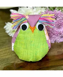Pintucloo Owl Soft Toy Purple Green - Height 8.8 cm