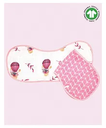 Theoni Organic Muslin 3 Layers Burp Cloth Printed Pack of 2 - Pink