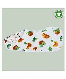 Theoni Organic Muslin 3 Layers Burp Cloth Orange Printed - Orange